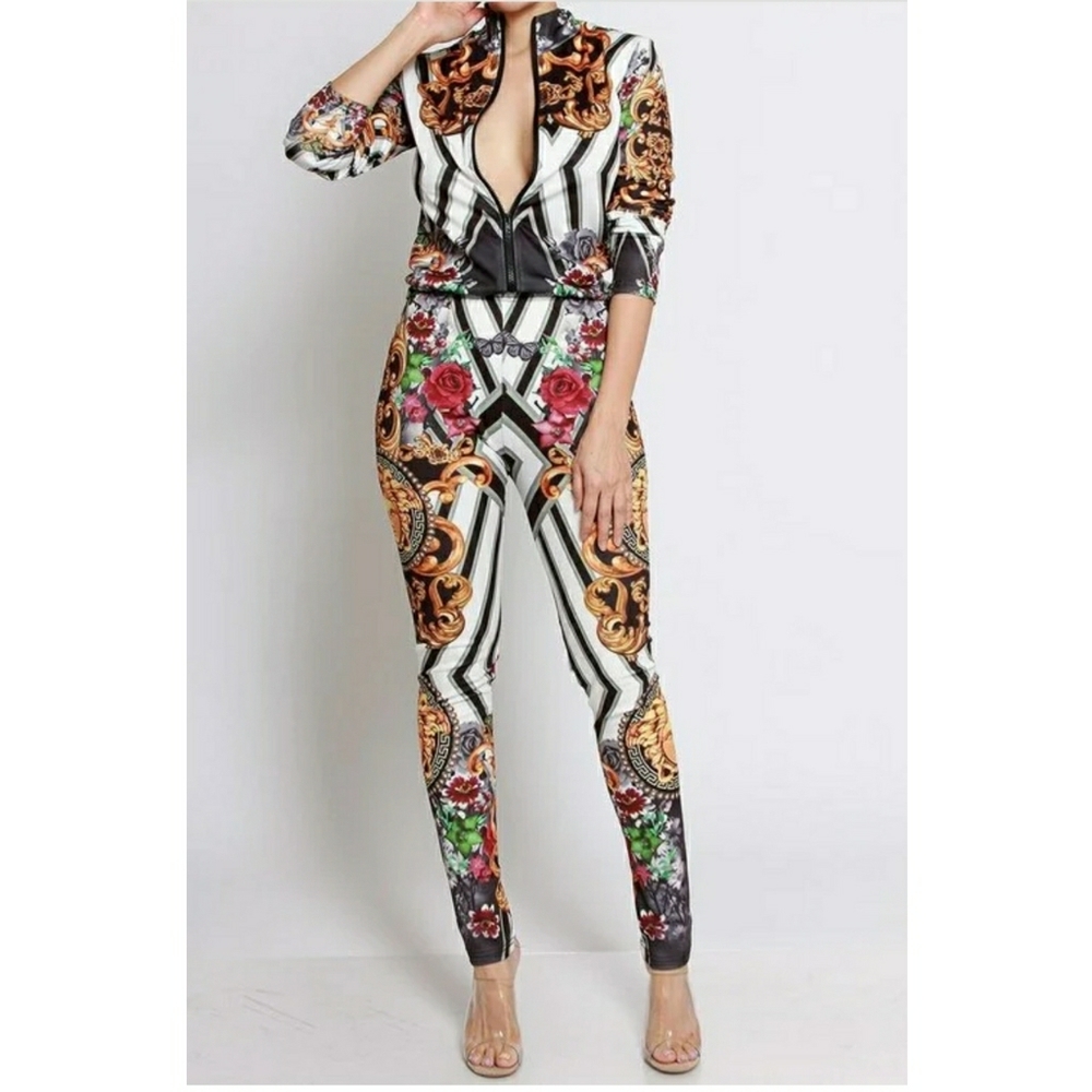 Multi-printed jacket and pants set - Picture 3 of 8